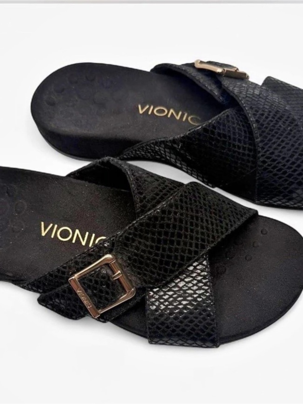Vionic Etna Crossover Slide Sandal Black US 6 UK 4
